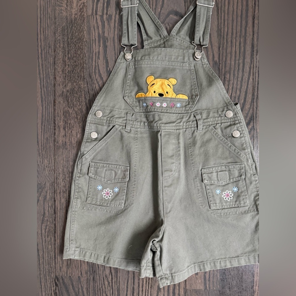 Winnie The Pooh Vintage Green Kids Overalls Size 10/12